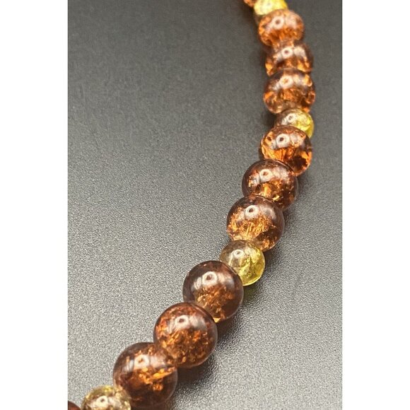 Vintage 1950's Necklace Foil Lucite Amber 7 mm Multicolor Bead 18" Barrel Clasp - Picture 5 of 7